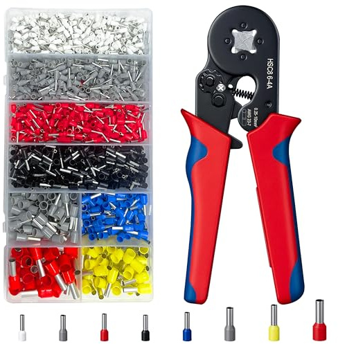 KELAV Pince à Sertir,1800 Cosses Electriques a Sertir 0.25-10mm² avec Sac de Rangement Pinces à Sertir pour Installations Électriques,Outil Bricolage et Réparations de Véhicules