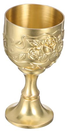 ULTECHNOVO Cáliz de Metal Europeo Vintage con Diseño Medieval Copa de Bronce para Ceremonias Religiosas y Bodas Cáliz Rústico Resistente y Elegante para Licor Ruso