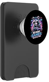 Raccoon Gaming So Many Games So Little Time PopSockets PopWallet per MagSafe