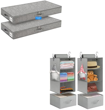 HMJGDZG Alti Pollici, Basso Profilo, Contenitore per riporre i Vestiti Organizer Appendere a Ripiani, Confezione da 2 contenitori portaoggetti sotto Il Letto con cassetti