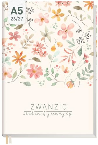Häfft® Chäff-Timer Kalender 2026 2027 A5 Wild Blossoms | 17 Monate Terminkalender von August 2026 bis Dez. 2027 mit Wochenplaner, schöner und robuster Buchkalender mit Hardcover