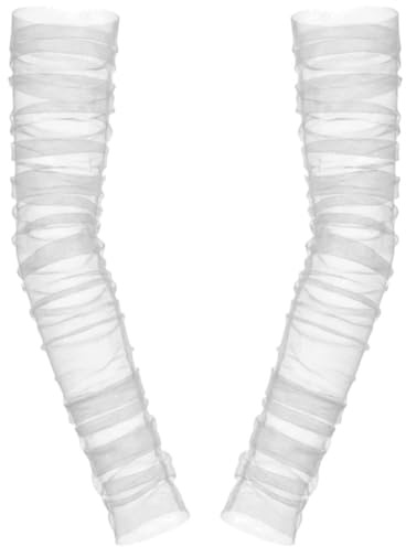 Bemvp Elegante Weiße Spitzenhandschuhe Für Damen, Brauthandschuhe Aus Tüll Fingerlosen Ärmeln, Ideal Für Opernabende Und Andere Festliche Anlässe.