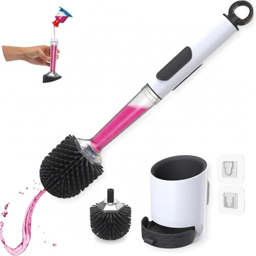 Escobilla de Baño con Dispensador de Jabon - Escobilla WC de Silicona Suave y Flexible - Escobillas de Baño con Dispensador Recargable - Escobillas de Baño Rellenable con Detergente