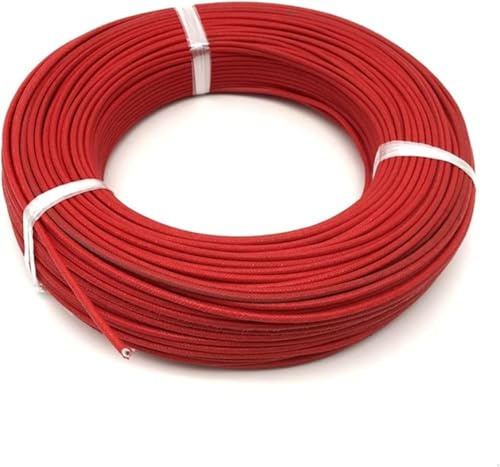 Elektrisk ledning, rörhus 5 meter ren koppar Elektrisk anslutningstråd 2,5 mm 2 mm 1,5 mm fyrkantig temperaturbeständig glasfibergummibelagd jordelektronik (färg: röd, storlek: 1,5 mm2)(Red,2mm2)