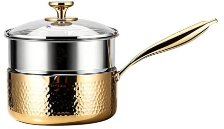 Cacerola de acero inoxidable con vaporera, cacerola de acero inoxidable, olla de vapor, utensilios de cocina antiadherentes sin revestimiento, para el hogar, cocina, comedor, cocina, freír, sopa