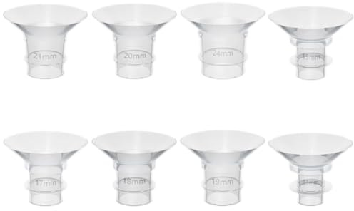 Adaptateur Téterelle Silicone 13-24mm, Lot de 8 pour Tire-lait | Insert de Bride 13, 15, 17, 18, 19, 20, 21 et 24mm, Blanc, Compatible Électrique et Portable