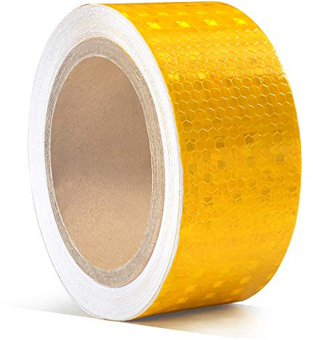 5cm X 10m Cinta de Advertencia Autoadhesiva Reflectiva de Seguridad, Cinta Reflectante Adhesiva Pegatina Seguridad Amarillo para Advertencia Camiones Automóviles Bicicletas Vehículos - Amarillo