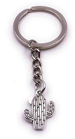 H-Customs Ciondolo catena portachiavi in ​​argento deserto pianta cactus Cactus