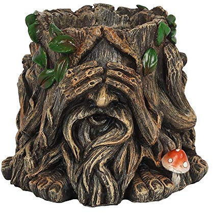 SC Gifts See No Hear No Speak No Evil Green Man SMALL Plant Pot Holder Garden New & Boxed