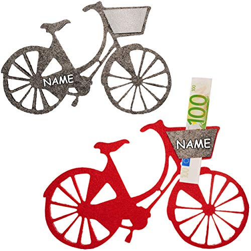 alles-meine.de GmbH Geldgeschenk/Deko/Glückwunschkarte - Filz - Fahrrad/Bike - E-Bike - bunt - inkl. Name - ideal für Gutschein + Geldscheine + Foto´s + Glückwünsche - Geld..