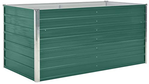 Festnight Hochbeet Blumentopf Pflanzkübel Blumenkasten Pflanzkasten Metall Pflanzbeet Gartenbeet Frühbeet Garten Blumenhochbeet für Terrasse & Garten 160 x 80 x 77 cm Verzinkter Stahl Grün