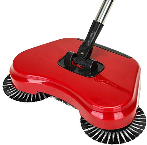 BROOM NLIAN- Manual Floor and Carpet Sweeper, Stainless Steel Lightweight Multi Surface Cleaner with an Adjustable Handle for Carpet and Floor Cleaning (Color : Red)
