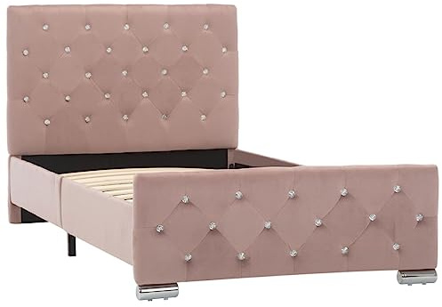 vidaXL Sängram rosa sammet 90x200 cm