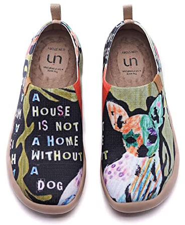 UIN Zapatos Mocasines Planos De Lona para Mujer Ligeros Sin Cordones para Caminar Zapatos De Viaje Pintados con Arte Informal(41)