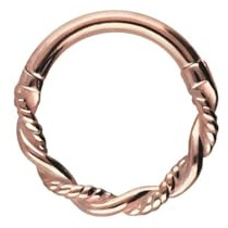 PIERCINGLINE Piercing Ring Chirurgenstahl Segmentring Clicker DOPPELT GEDREHT - Roségoldfarben, Schwarz, Goldfarben, Silberfarben
