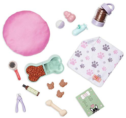 Our Generation Paw Paradise Set – Pet Puppy Accessory Kit for 18-inch Dolls – 15 Piece Pet Care Accessory Set