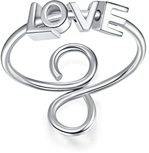 praymos ångest spinner ringar 925 sterling silver blomma/kärlek roterande stressavlastande fidgetring justerbar snurrande smycken gåvor för kvinnor vänner, Sterlingsilver