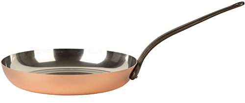 Cuisine Romefort | Poêle en cuivre étamé Ø 32 cm avec queue en fonte | Poêle de fabrication Française traditionnelle en cuivre massif étamé (32 cm)