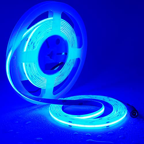 TOPAI 24V COB LED Streifen 5M Blau IP65 Wasserdicht Schneidbar | Dimmbar, CRI 90+, Hohe Dichte 480 LEDs/M, Selbstklebend Flexibel für Schlafzimmer, Bar, Bad und Außenbereich
