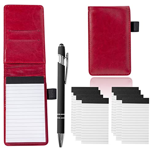 10 Stück kleines Notizblockhalter-Set Tasche Notizbuch 7,6 x 12,7 cm mit Stift (roter kleiner Notizblock)