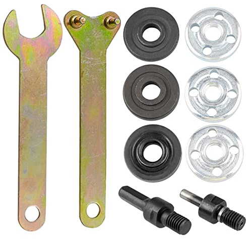 Bestgle 10pcs Drill to Angle Grinder Conversion Kit, 6mm & 10mm Connecting Rod Converter Set with Spanners & Flange Nuts, Electric Drill to Angle Grinder Tightening Tool Accessories