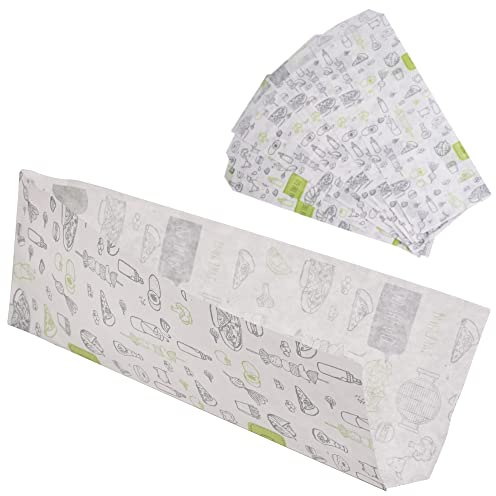 SKIRCO Lot de 50 sacs en papier pour emballage alimentaire 8 x 21 cm, sacs à hot-dog
