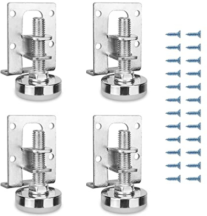 KINHARD 4 Stück Stahl Möbelfüße Höhenverstellbar, Einstellbare Höhe 11-27mm | Verstellbare Nivellierfüße, Vierkant-Profil: 40 x 50 mm, für Nachttisch, Kleiderschrank, Schuhschrank