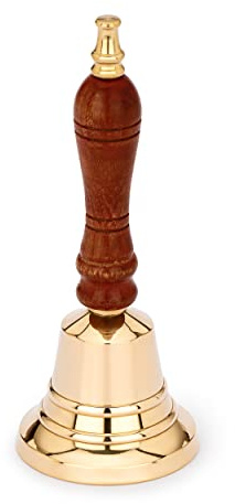 NKlaus Tischglocke aus Messing mit Holzgriff, 12,5cm hoch, maritim, 1 Stück | Glocke Ø 5cm; Gewicht 100g