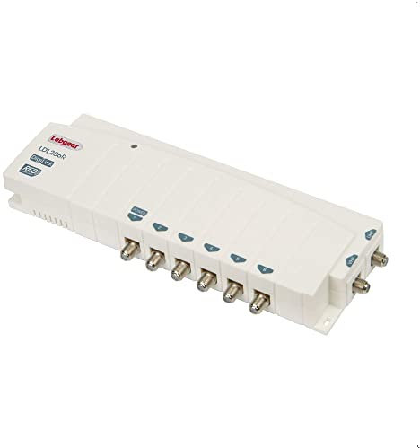 TV & Radio Signal Booster Aerial Amplifier, Labgear 6 Way 12V DC Line Powered Signal Distribution Amplifier with F-Type Connections, Professional Booster with IR Bypass (Power Label may vary)