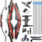 wolfman 62 Bogenschießen Recurve Bogen und Pfeil für Erwachsene 20-50lbs Takedown Holzbogen Set Recurvebogen Set für Jagd & Zielschießen Rechtshänder (20LBS)