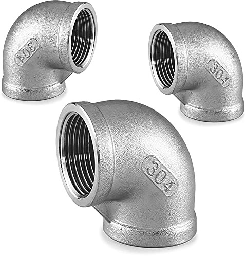 Stainless Steel 304 Cast Pipe Fitting,JoyTube 3/4 to 3/4 Female to Female NPT Threaded Pipe Fitting, 90 Degree Elbow, Class 150 -Pack of 3