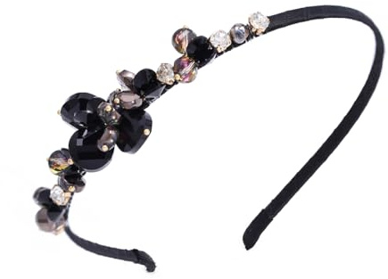 IYOU Retro Strass Haarband Kristall Schwarz Haarbänder Party Geburtstag Haarschmuck für Damen
