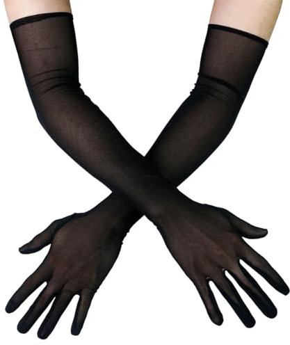 ZKSXOA Damen Lange Tüll Handschuhe, Nahtlose Ellenbogen Opern Handschuhe Nylon Durchsichtig Frauen Hochzeit Abend Party Cocktail Ball
