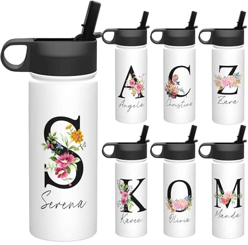 Personalisierte Wasserflasche mit Namen - Benutzerdefinierte isolierte Wasserflasche für Kinder - Personalisierte Edelstahl Sport Wasserflasche - für Mädchen, Jungen, Büro, Schule ,Geschenke- 500ml