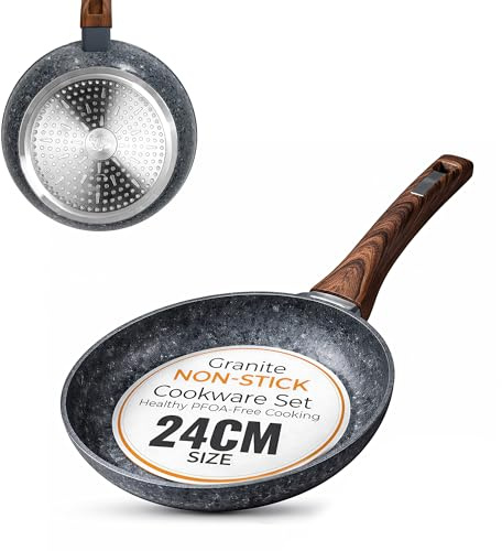 HOUSZY Non-Stick Frying Pan, 24cm, Induction Hob, Scratch-Resistant | Non-toxic, Bakelite handle, lightweight skillet, less oil cooking. All hob types