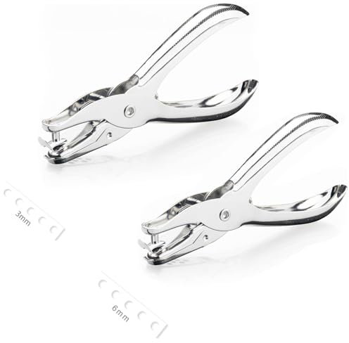 2 pezzi di fustellatrice singola 6 mm argento, pinza a foratura singola in metallo, per carta, foto, biglietti di auguri