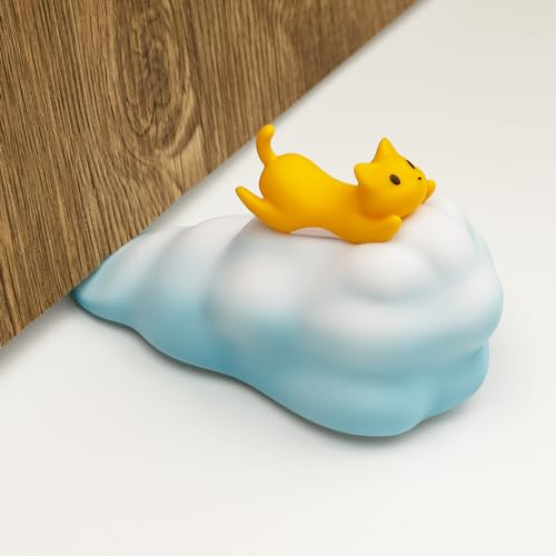 Niedliche Türstopper, Cartoon Katze Wolke Türstopper, 1 Pack dekorative Türkeil für Haus und Büro Boden, Flying Kitty, blau (Patentanmeldung)