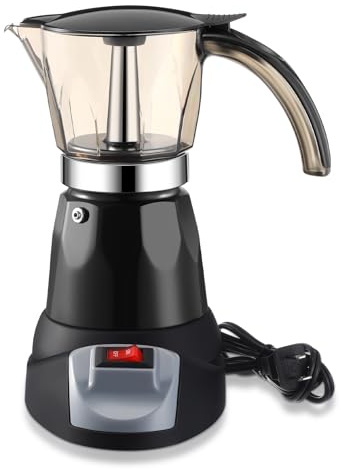 Lemosae Cafetera italiana eléctrica cafetera cafetera clásica espresso 6 tazas aluminio café moca con base desmontable máquina portátil 300 ml cafeteras