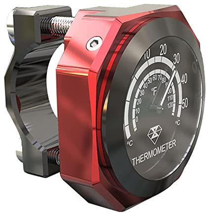 Riloer termometro manubrio, indicatore di temperatura in lega luminoso impermeabile, termometro per moto in lega compatibile con Yamaha Kawasaki compatibile con Honda