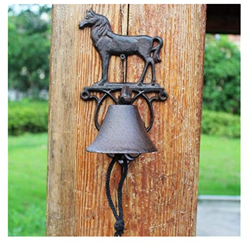 KEuLen Türglocke Gusseisen, Türglocke aus Gusseisen, Pferd Rustikale Metall Wand Türklingel Antike Hardware Große Tier Klassische Abendessen Glocke Geeignet for Hof Villa Bauernhof