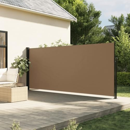 Homgoday Tenda da Esterni per Privacy, Tenda da Sole Laterale Retrattile Tortora 180x500 cm, Tenda per Giardino Balcone, Tenda da Sole per Esterno, Tenda Laterale per Terrazzo Esterna