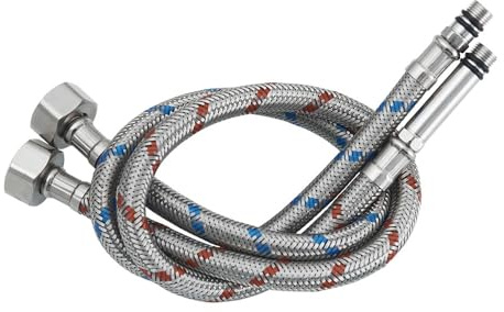 Haiba 2 x M10 x1/2 Flexible Tap Connectors (600mm) Kitchen/Basin Stainless Steel Braided Hose