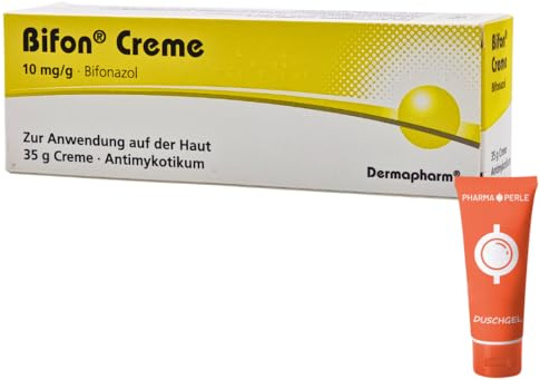 Bifoncreme mit Bifonazol Breitband-Antimykotikum gegen Fußpilz, Hautpilz und Nagelpilz, schnelle Linderung, einfache Anwendung, 1x täglich I Sparset mit Pharma Perle Duschgel (1 x 35 g)