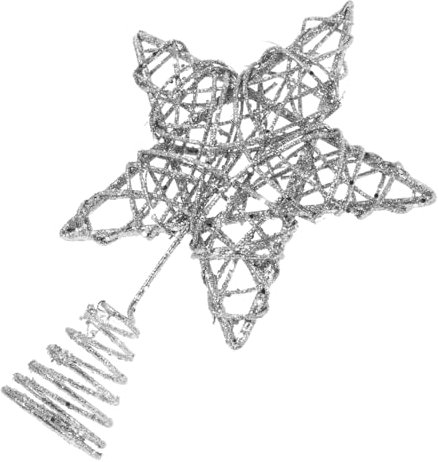 Cabilock Stern Für Weihnachtsbaumspitze Dekorative Baumspitze Aus Schmiedeeisen Und Rattan Fünfzackiger Glitzerstern Für Festliche Weihnachtsdekoration