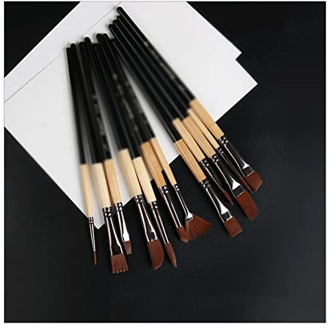 MOKLYF Ensemble de pinceaux en Nylon Ensemble de 12 pièces de Divers pigments Ensemble de Peinture à l'huile Aquarelle Ensemble de pinceaux à l'huile pour Peinture à l(