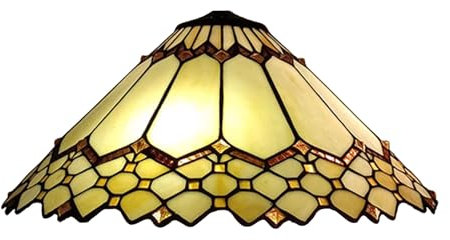 BOTOWI Tiffany Lamp shade Replacement Only 18 Inch Mission Style Stained Glass Lampshades, Vintage Beige Light Cover for Table Lamp Floor Lamp Pendant Light