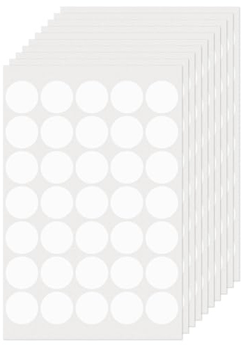 FINDAT Vita runda etiketter 25 mm färgkodning cirkel prickklistermärken vinyl vattentäta självhäftande avtagbara självhäftande namntaggar för hem kontor affärer 350-pack