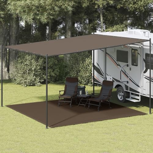 ShGaxin Zeltteppich, Vorzeltteppich, Camping Plane, Teppich Für Camping Vorzelt, Bodenplane Zeltunterlage, Camping Teppich Outdoor, 400x400 cm Braun