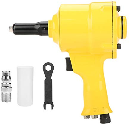 Glomora Air Rivet Gun, Pneumatic Riveter Pistol Type Grip Heavy Duty Rivet Gun Air Powered Riveting Tool 2.4-4.8 mm Jaune pour décoration Automotive Container Instrumenta