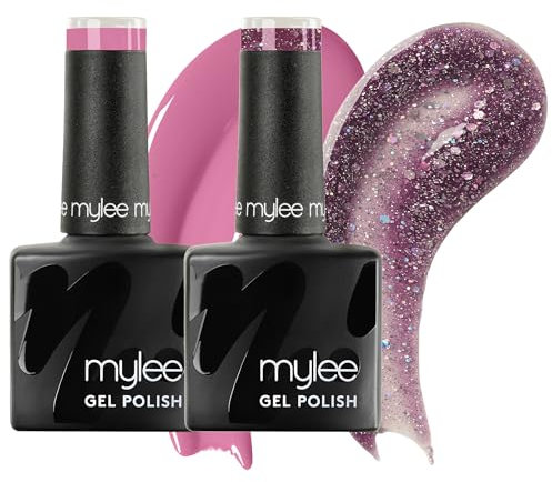 Mylee Gel Nail Polish Duo 2x8ml [Amethyst Dreams] - UV/LED Soak-Off Nail Art Manicure Pedicure for Professional, Salon & Home Use - Long Lasting & Easy to Apply, Vegan & Cruelty Free